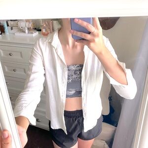 OFF WHITE BUTTON UP LINEN BEACH COVERUP